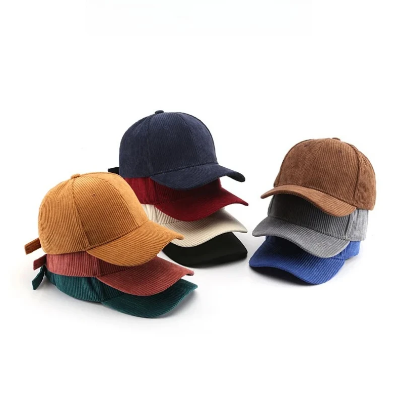 1 Stück Unisex Cord-Baseballkappe mit gebogener Krempe, verstellbarem Riemen, weicher Textur, warme Kopfbedeckung für Herbst und Winter