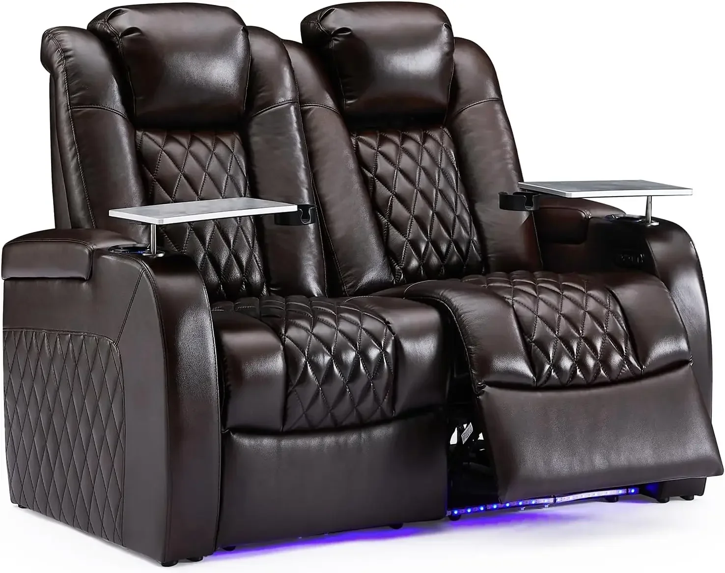 Chair Dual Power Movie Gaming Sofa Electric Headrest with Tray Table Type-C USB Charge Cup Holders