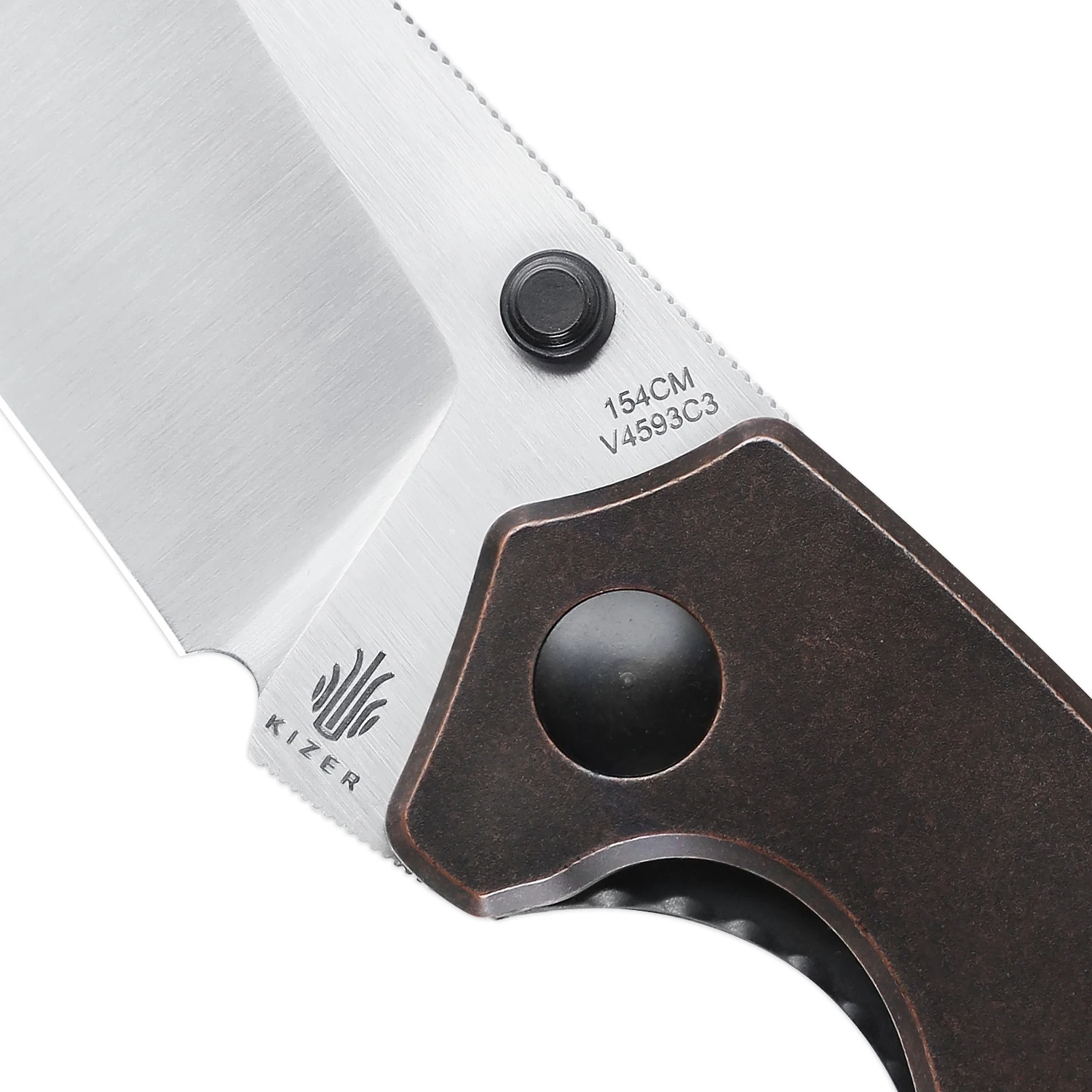 Kizer-cuchillo plegable K V4593C3, mango de cobre con hoja de acero de 2022 CM, herramientas de mano para caza al aire libre, 154