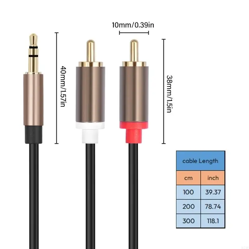 H7JF 3.5mm to RCAA Cable with 3.5mm to 2RCA Plugs for Superior Music Experience