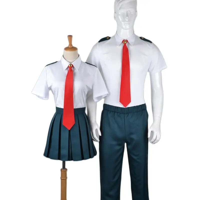 My Hero Academia Cosplay Costume Midoriya Izuku Wig Suit  Halloween Clothing Aldult Man Tie Shirt Short Sleeve Woman Skirt