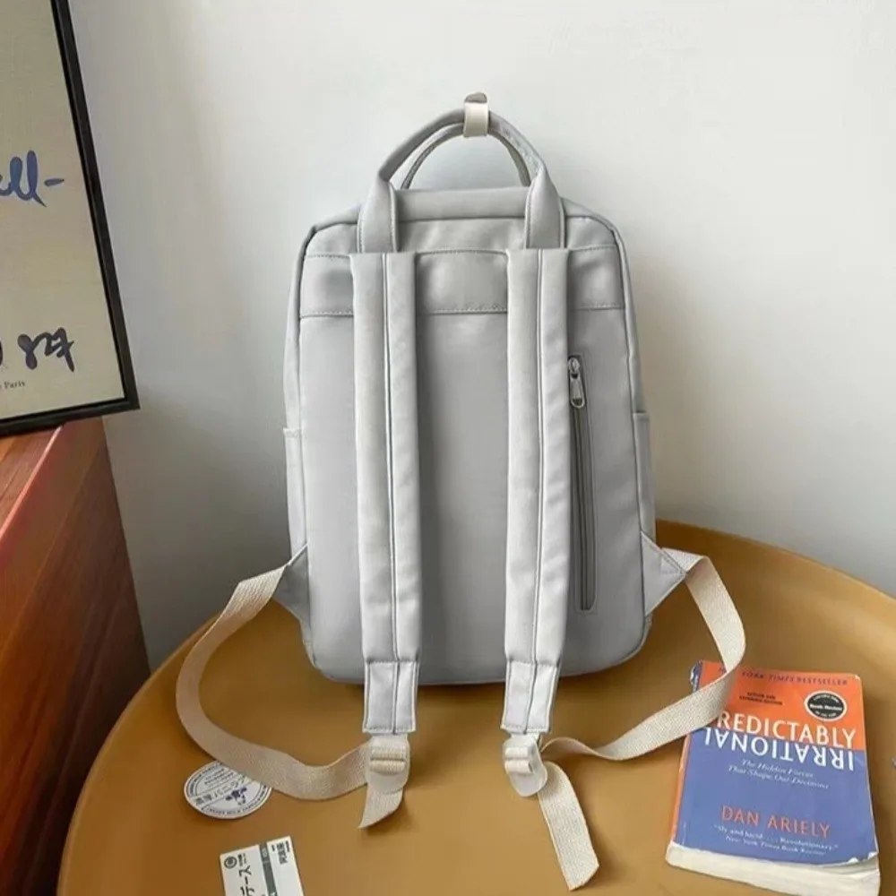 Solid Large Capacity Student Backpack Nylon Multi-Pocket Academy Girl's School Bag Multiple Colors Spacious