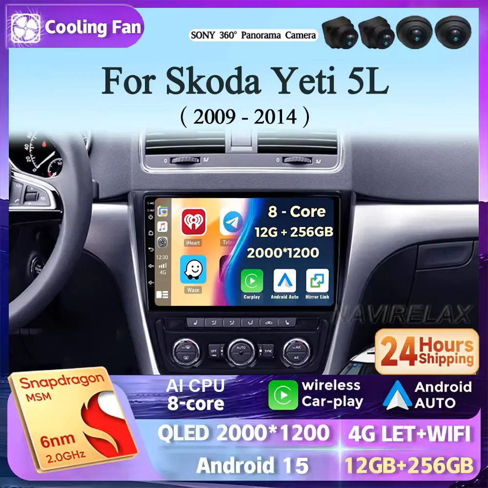 

Android 15 для Skoda Yeti 5L 2009 2010 2011 2012 2013 2014 Автомобильный радиоприемник с навигацией Мультимедийный плеер GPS WiFi + 4G Видео Carplay BT