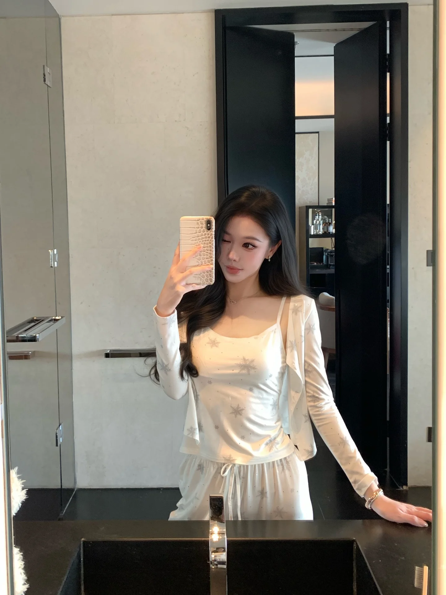 laria-sexy-modal-spring-spwear-women's-tee-piece-set-home-clothes-pure-desire-sle-long-sve-ort-pants-nightgown