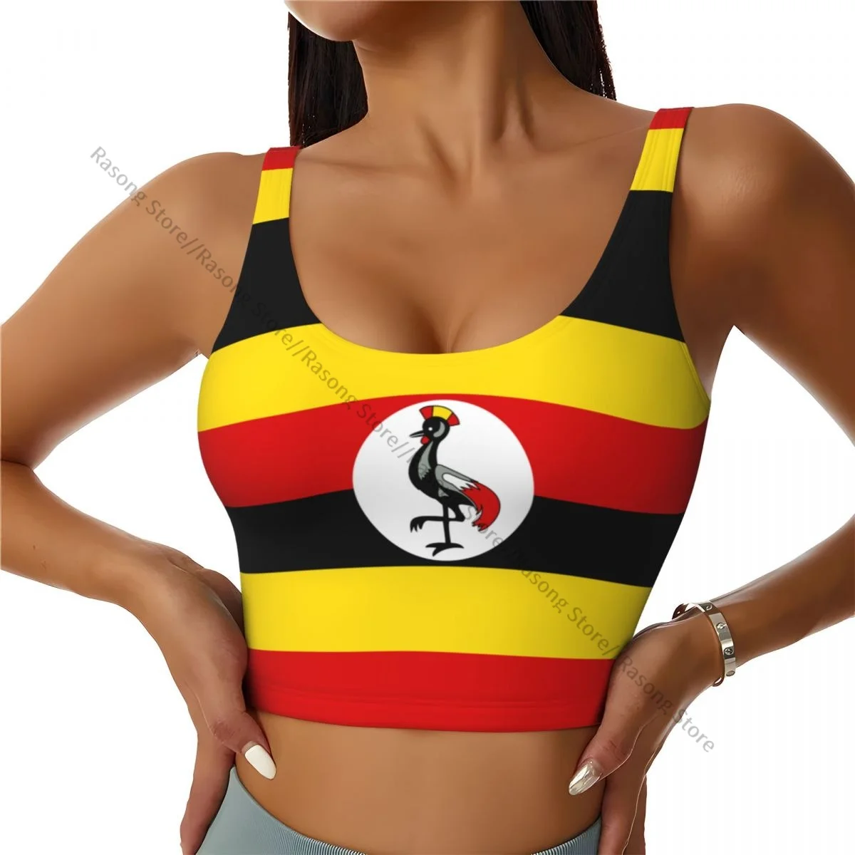 Sports Bra Women Running Yoga Clothes Vest Uganda Flag Gathering Fitness Vest