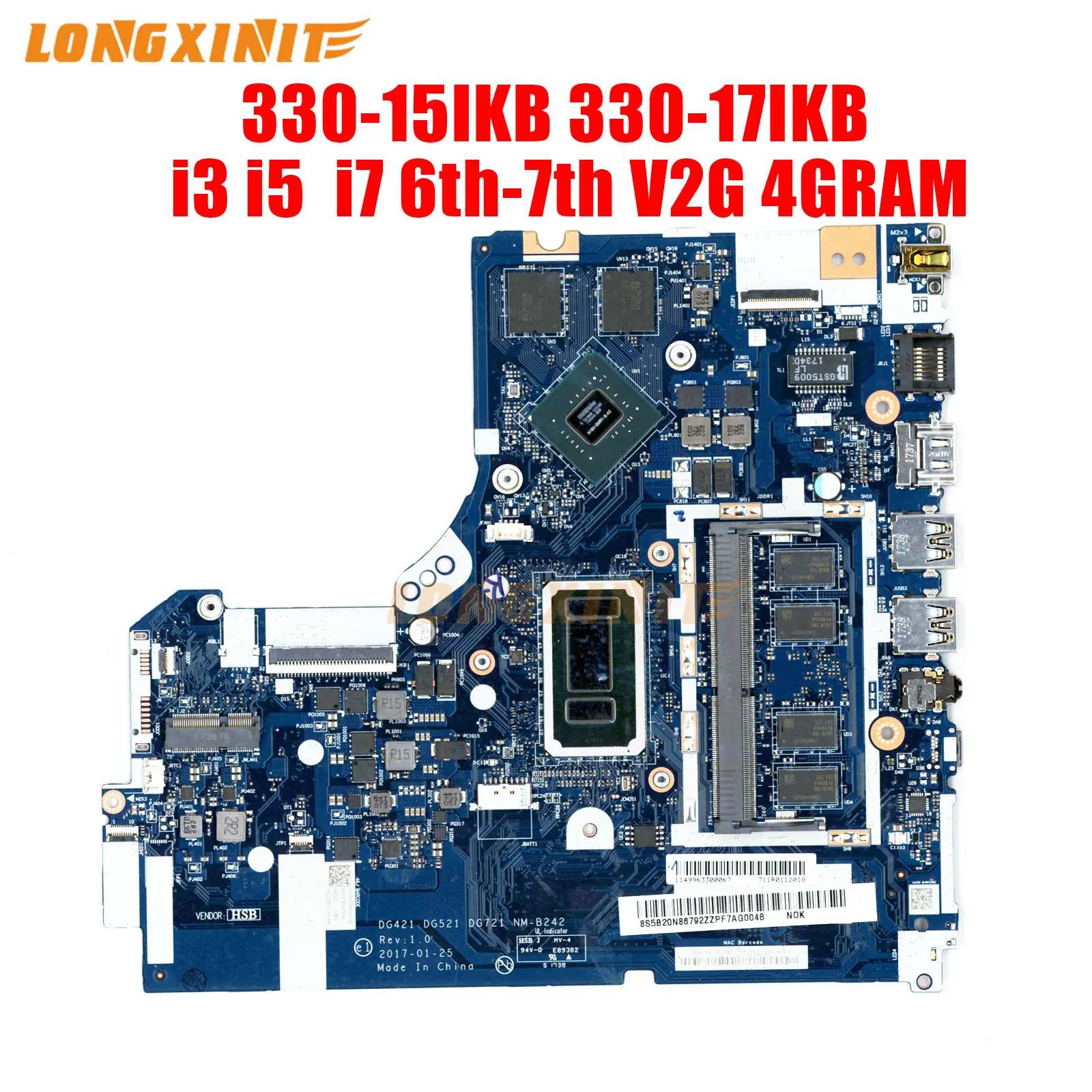 

NM-B242 для ноутбука Lenovo 330-15IKB 330-17IKB с. Процессор I3 I5 I7 CPU 920MX 940MX GPU 4GB RAM