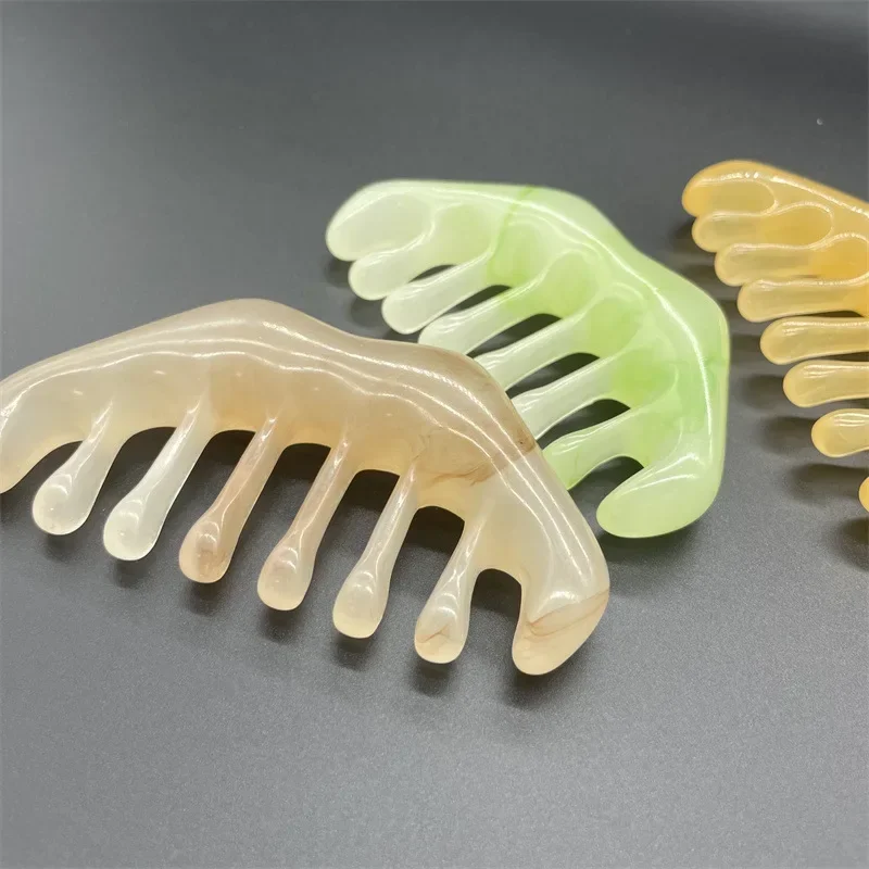 Resin Gua Sha Massage Comb Head Body Scraping Reflexology Scraping Hair Comb Scalp Care SPA Meridian Massage Comb