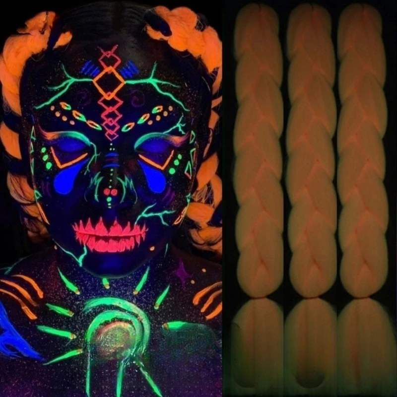 توهج الظلام المجدل ملحقات جدائل شعر صناعية ملونة حبل الرهبة يقع الرجال النساء الهذيان حفلة تأثيري الريغي نمط