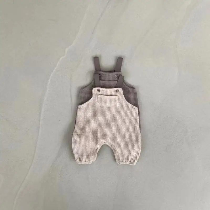 

2024 New Summer Baby Sleeveless Waffle Jumpsuit Solid Infant Pocket Overalls Boy Girl Newborn Toddler Romper Baby Clothes 0-24M