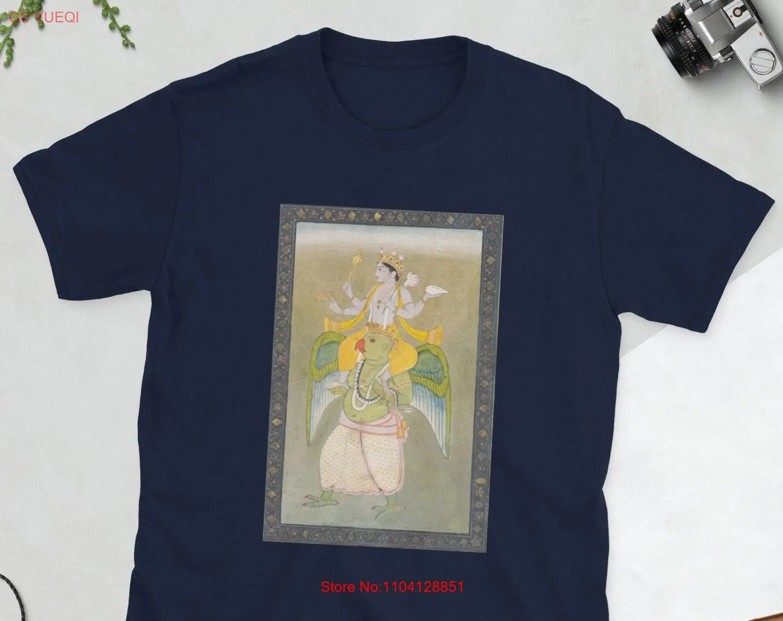 Hindu God Vishnu on Garuda T shirt Unique Original Historical Indian Artwork long or short sleeves