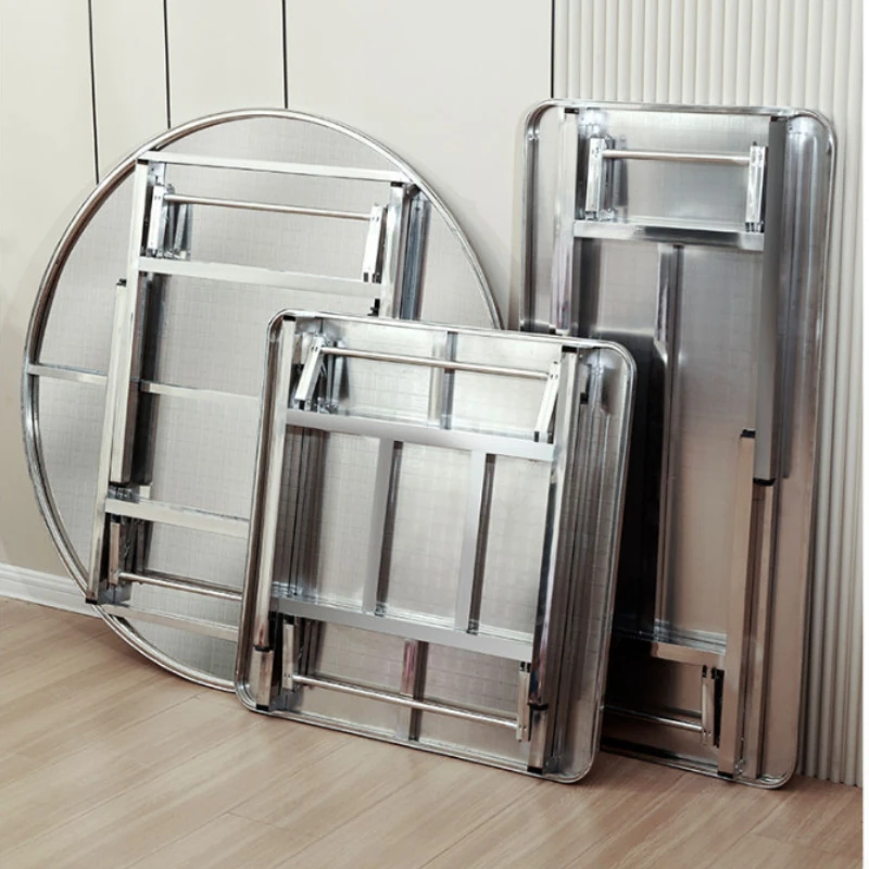 

Stainless steel folding household dining fire table rental house stall outdoor portable square