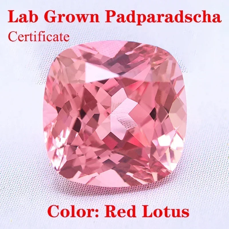 

Lab Grown Padparadscha Square Cushion Red Lotus Colour VVS1 Selectable AGL Certificate Charms Beads Diy Jewelry Making Materials