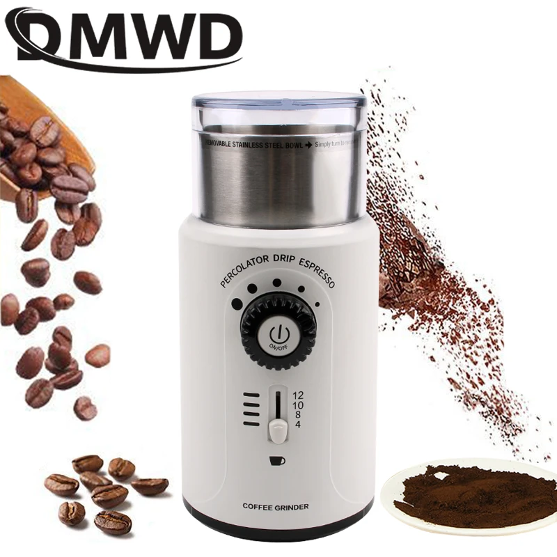 Electric Coffee Bean Grinder Burr Medicine Grains Mill Powder Crusher 3 File Adjustable Spices Grinding Machine Herb Shredder EU