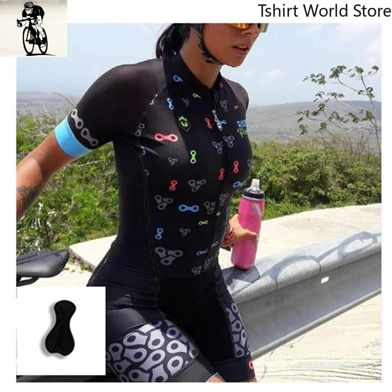 2025 Summer Bike Jumpsuit Cycling Jersey Sets Women's Clothing Triathlon Skinsuit Breathable Team Racing Uniform Outfit Gel Pad