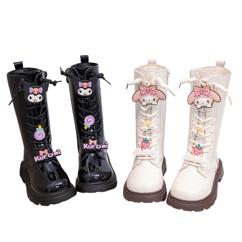 Sanrio Girl Child Boots Kuromi Cartoon Thicken Boots My Melody Autumn Winter Boots Fashion Cute High Boots Kawaii Short Boots