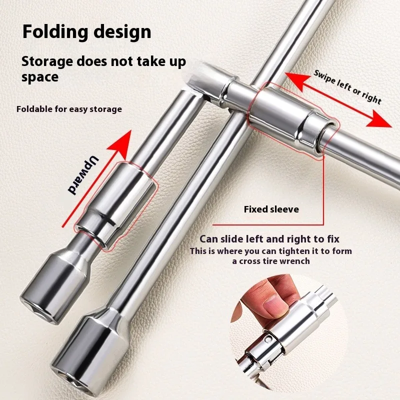 Складной крестообразный ключ для ремонта автомобильных шин 17, 19, 21, 23 мм, трудосберегающий автомобильный торцевой ключ, складной инструмент для снятия колесных гаек