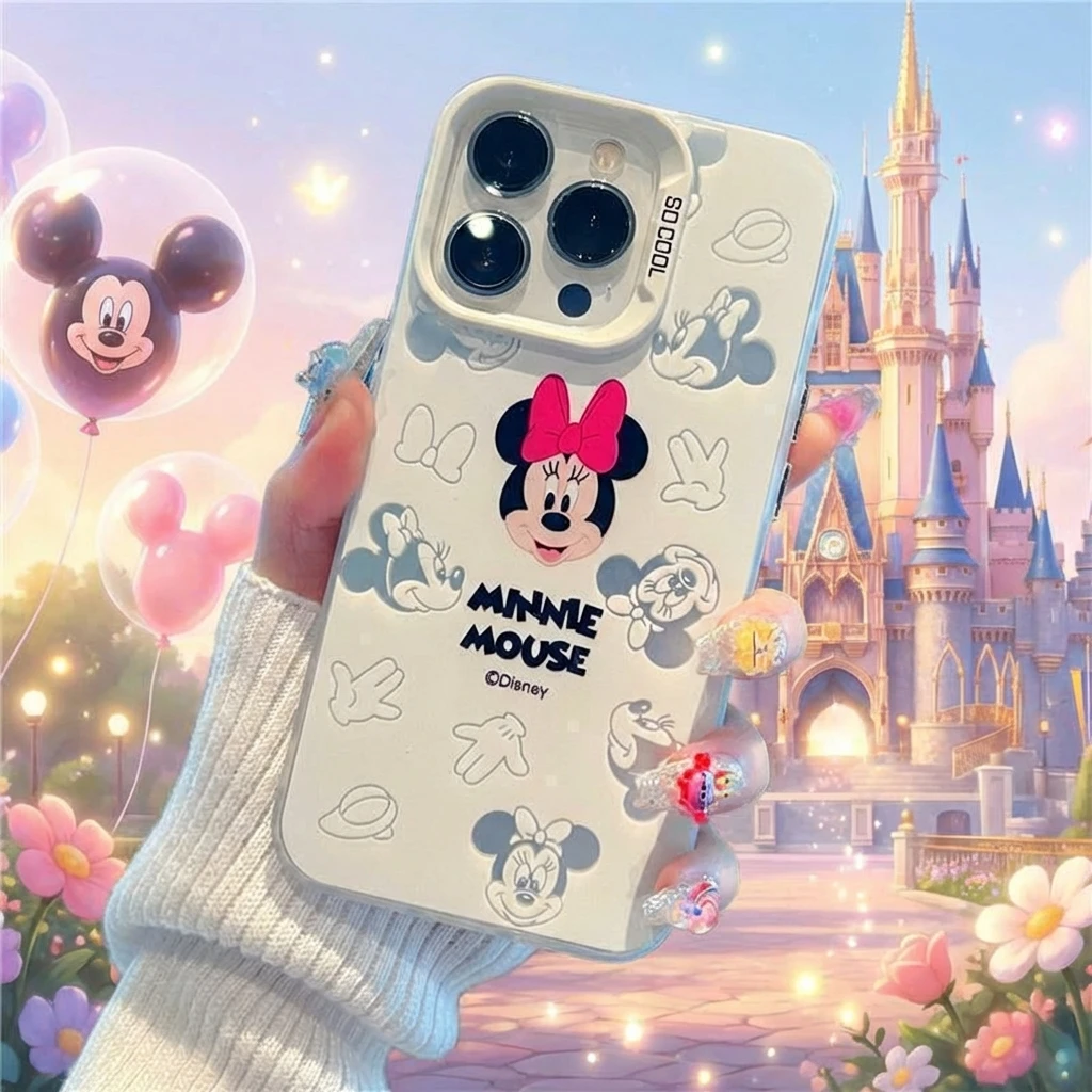 

Mickey Minnie Cartoon iPhone 15 Pro Max Phone Case 14 13 12 11 Shockproof Full Cover 16 Plus Cute Disney Character Protective