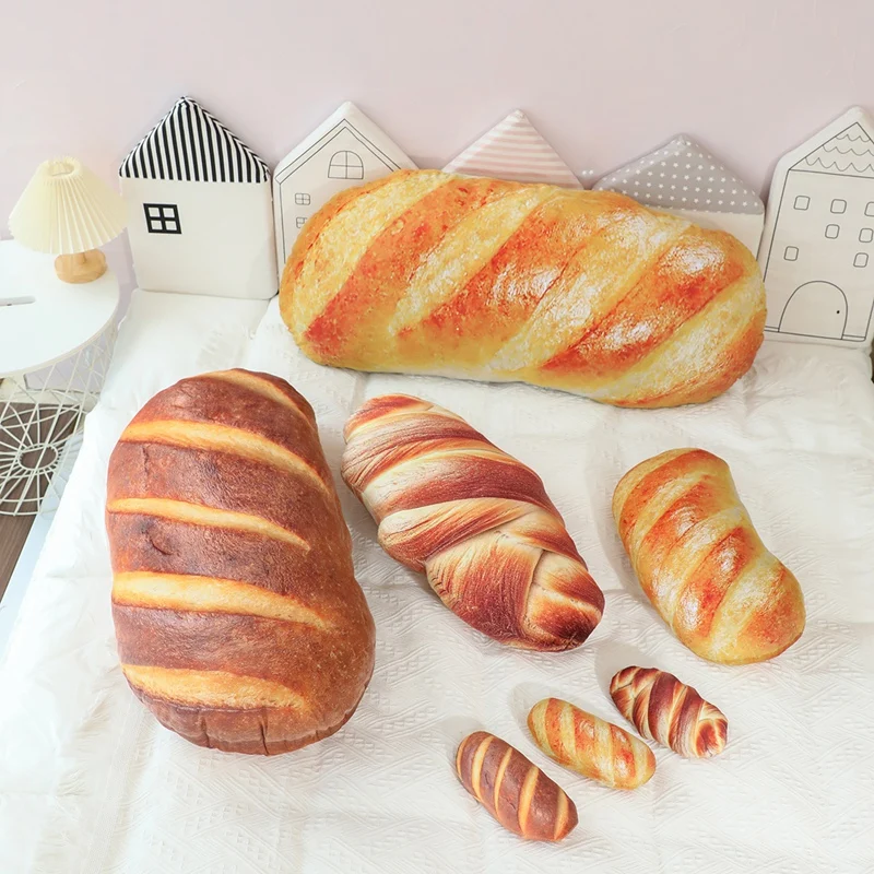 

Long French Baguette Food Pillow Plush Stuffed Caramel Cream Butter Twist Bread Plushie Bolster Sleeping Companion Men Gift