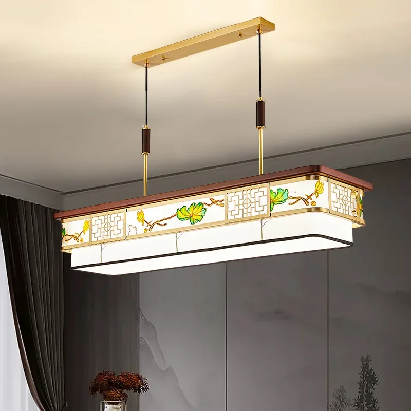 

New Chinese style tea room pendant light Chinese style restaurant chandelier Chinese style long strip tea table lamp