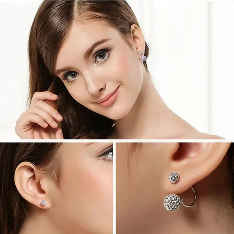 Crystal Ball Stud Earrings For Women Earing Two Wearing Methods Earings Prevent Allergy Jewelry Gift Wholesale