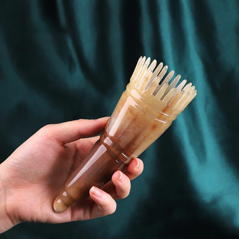 Wide Tooth Massage Comb Scalp Brush Horn Combs Gua Soother Ergonomic Handle Detangle Hair Dandruff Removal Massager For Home