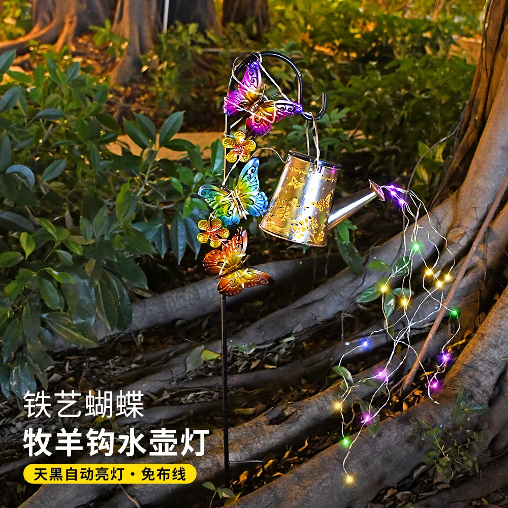 

Solar Garden Lights Outdoor Hanging Watering Can Lantern Retro LED Solar Lights Patio Yard Lawn Walkway Terrace Decorations