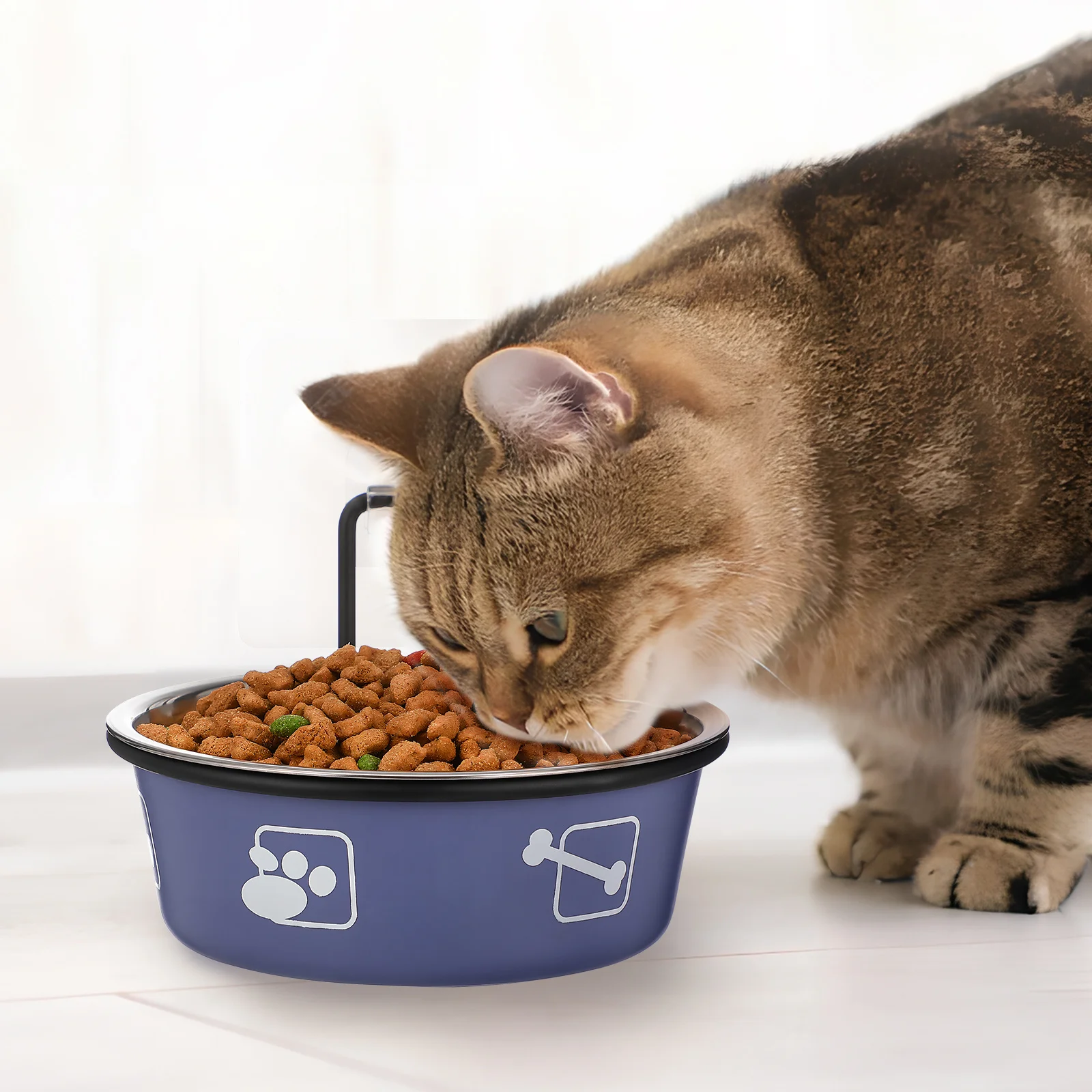 

2pcs Hanging Cat Food Bowls Stainless Steel Wall Mounted Pet Feeding Station Space Saving Elevated Bowl For Cats Dogs