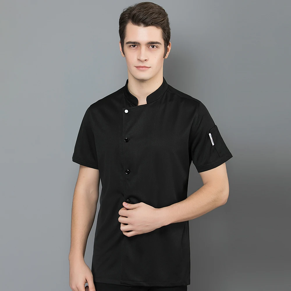 All Mesh Uniforms Short Sleeve Clothes Hotel Restaurant Waiter Shirts Kitchen Chef Coat Overalls Men Women