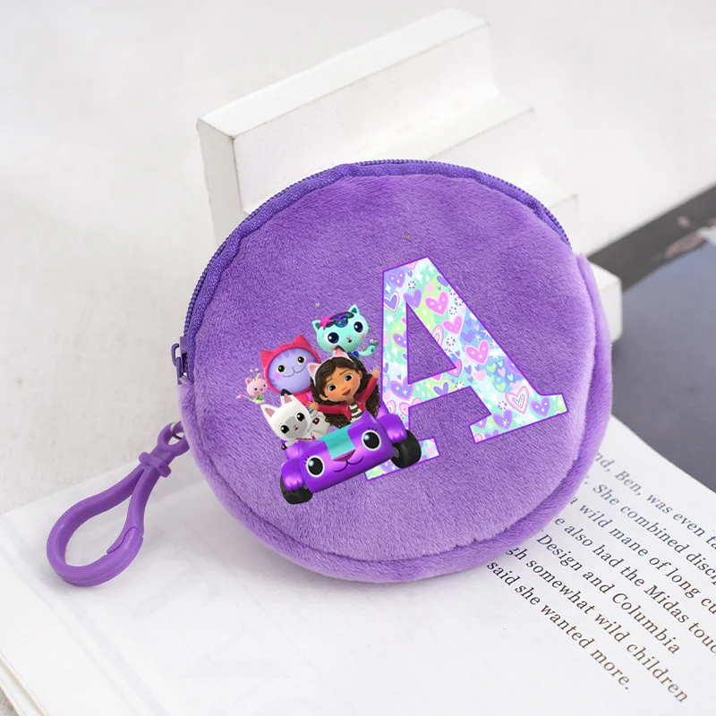 

Gabby Dollhouses Kids Coin Purse Cute Round Mini Wallet Cartoon Letter Zipper Purses Girl Money Bag with Keychain Birthday Gift