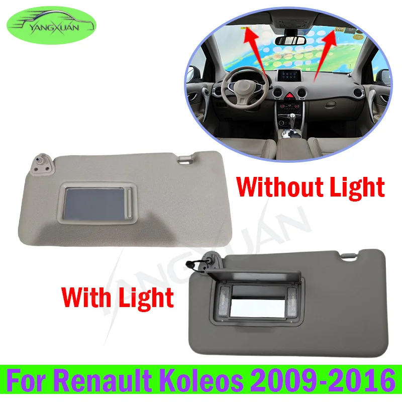 Car Sun Visor With Mirror No Illumination For Renault Koleos 2009 2010 2011 2012-2016 Interior Driver Passenger Sunshade