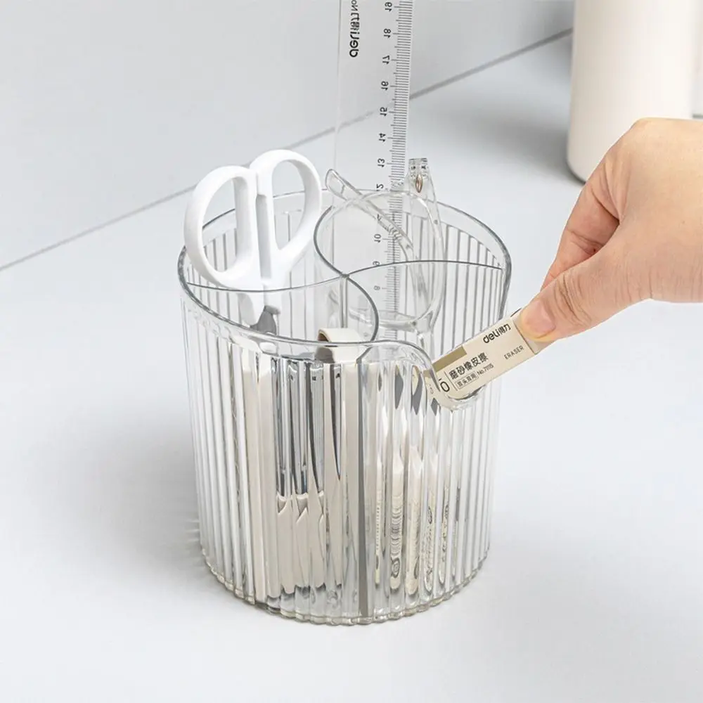 Simple Plastic Makeup Brush Holder Transparent Multifunctional Storage Bucket Four-Grid Pen Holder Household