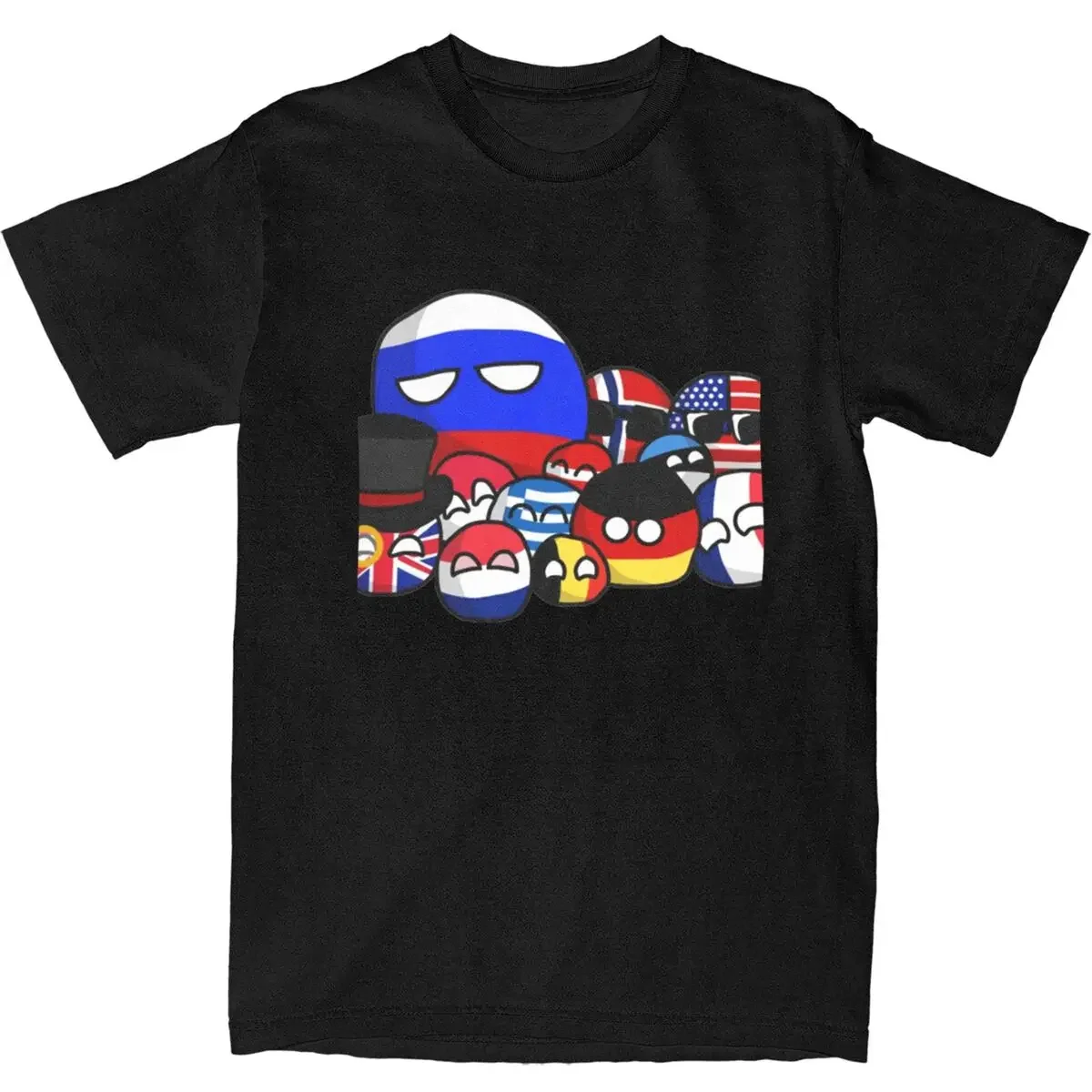 Men CountryBalls T Shirts Cotton Top Tees Summer Y2K Funny Short Sleeve T Shirt O Neck Leisure Casual Tee Shirt 4XL 5XL 6XL