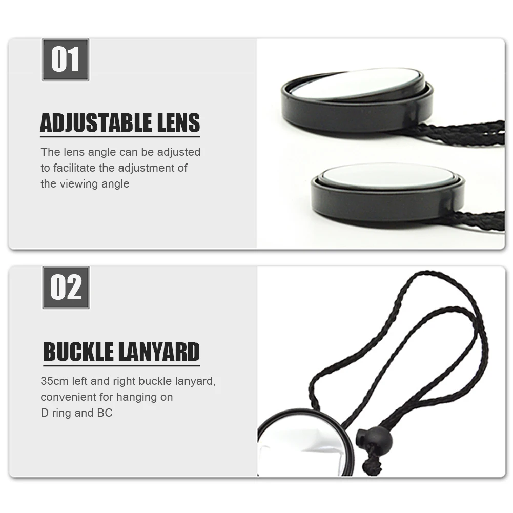 360 Degree Rearview Mirror Diving Adjustable Rearview Mirror With Lanyard Rope Diving Gear Scuba Safety Swimming Accessories