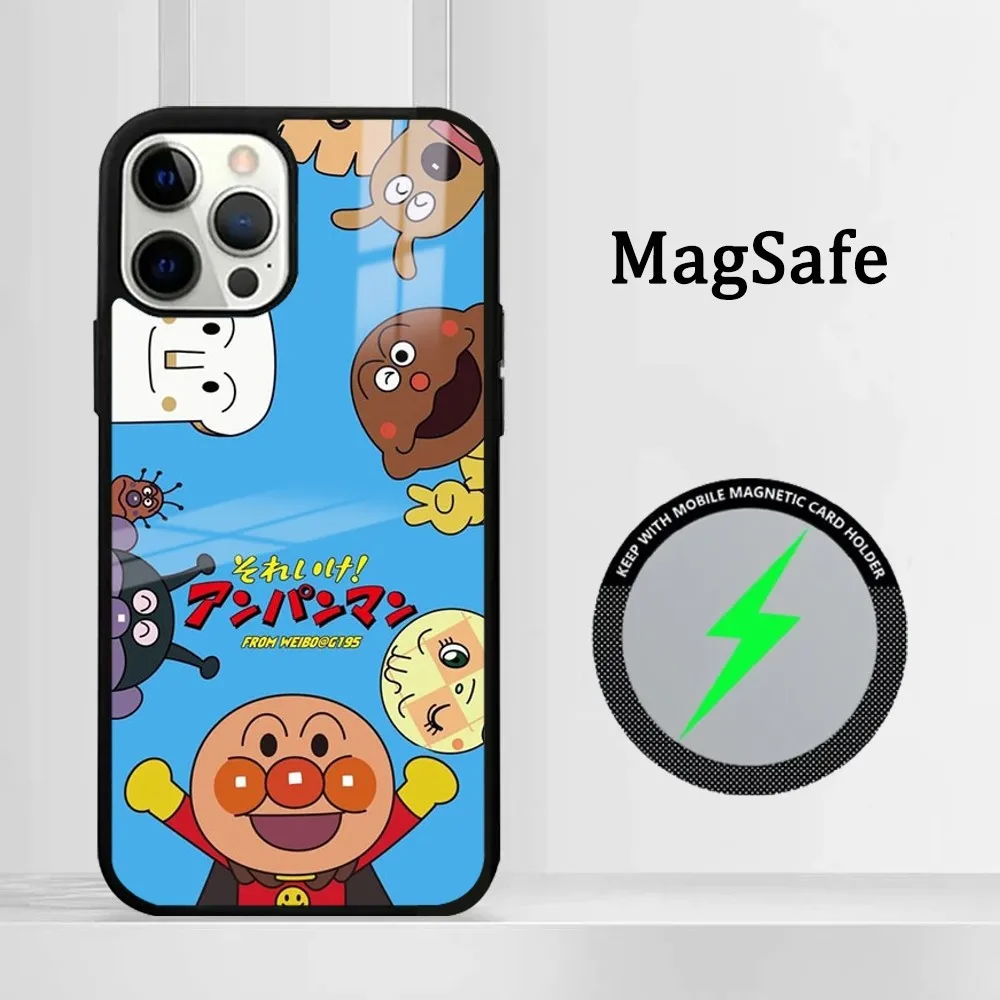 Cute A-Anpanman Strong Phone Case For iPhone 16 15 14 13 12 11 Pro Max Plus Mini Magsafe Mirror Wireless Magnetic Cover