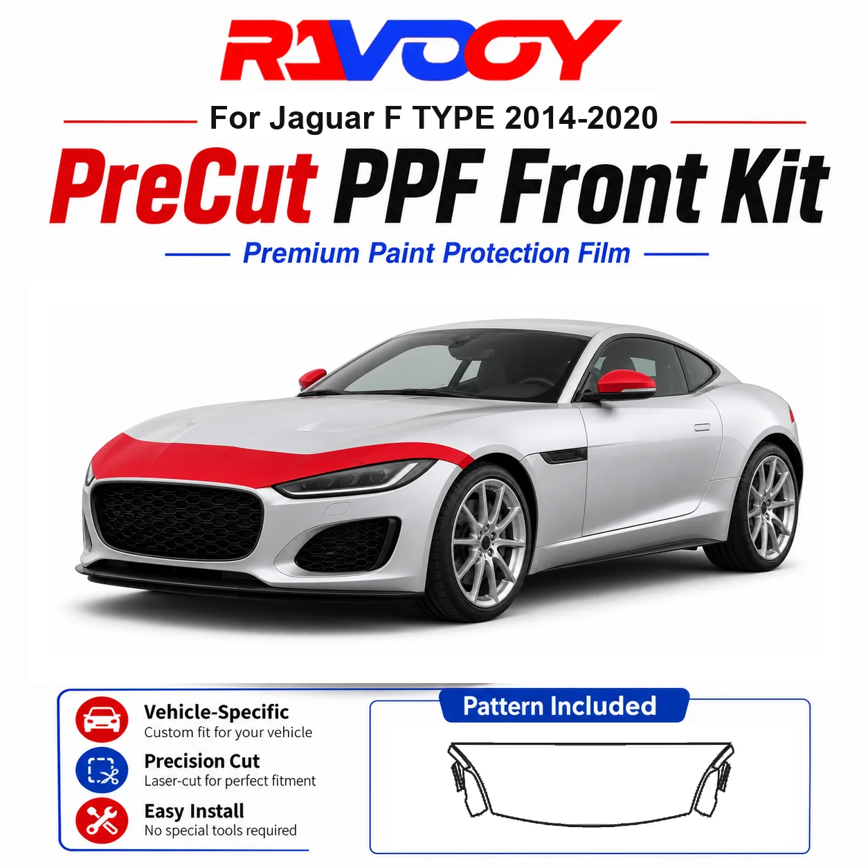 85mil-tpuプレカットppfキット-ジャガーfタイプ-2014-2020用-フード、フェンダー、ミラーセット-自己修復クリアブラフィルム