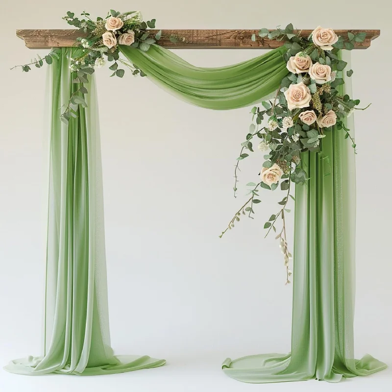 Elegant Sage Crysta Gauze Table Runner Sheer Chair Sashes Luxury Decor for Wedding Banquet Birthday Arch Cake Table Ornament