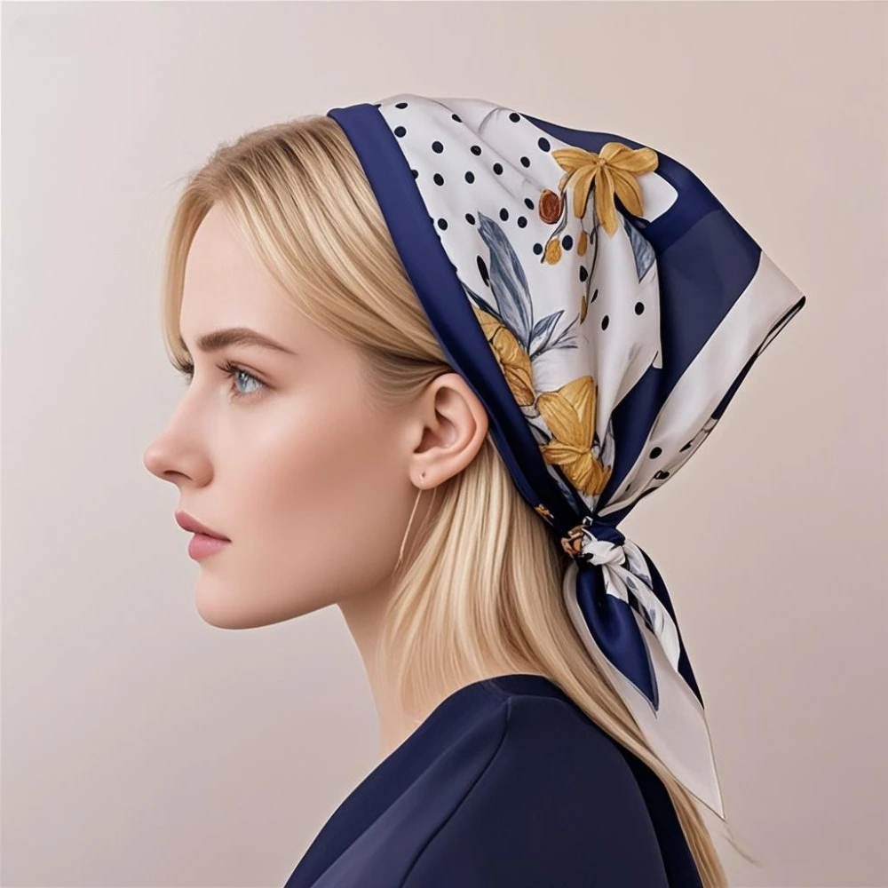 

68cm Polka Dot Lily Pattern Scarf for Women's Autumn and Winter Polyester Fiber Scarf for Warm Sun Protection Neck Shawl