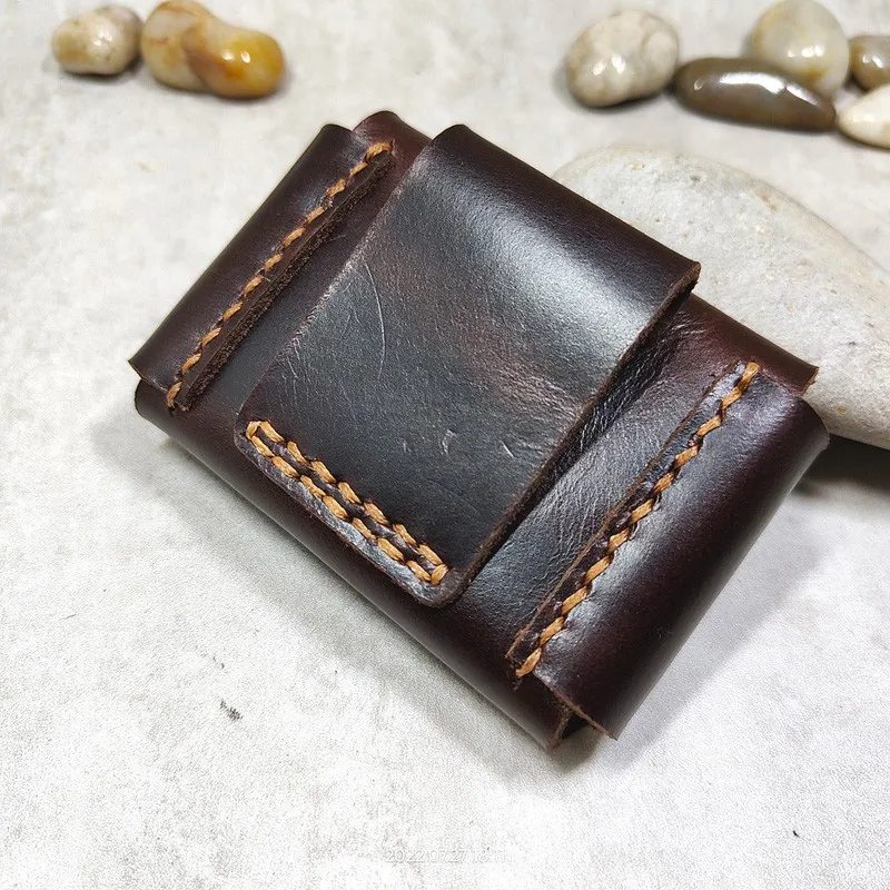 ID Card Holder Wallet Driver\'s License Case Mini Waist Bag Genuine Leather Small Belt Pouch Ultra Thin Fanny Pack for Men ST-K
