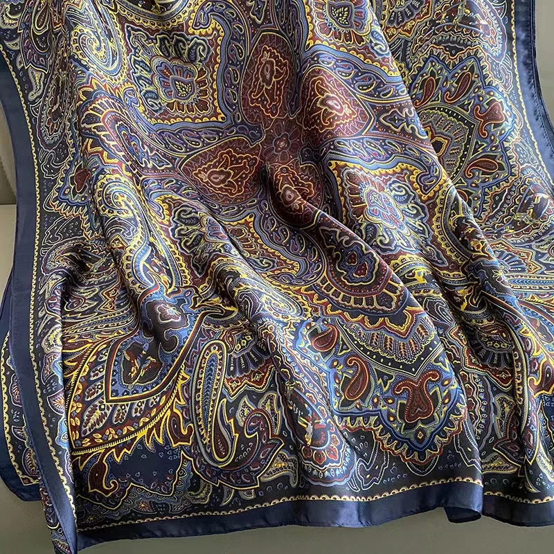 Luxury Silk Scarf Women Foulard Pashmina Shawls Lady Wraps Female Beach Pareo Stoles Bandana Designer Brand Long Scarves 2023