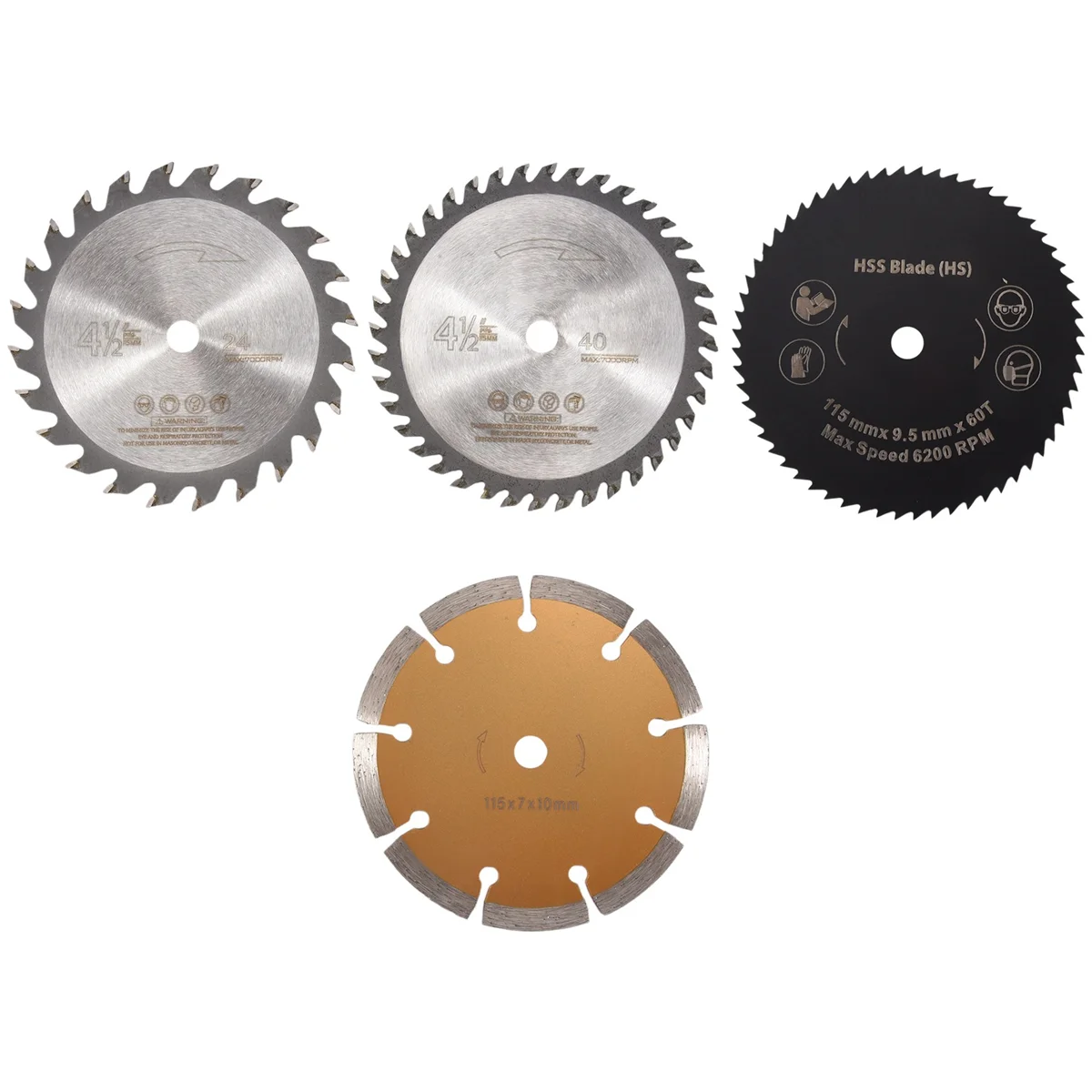 115X10mm Multi-Function Carbide Saw Blade Set of 4 Plastic Cutting Blade Circular Saw Blade