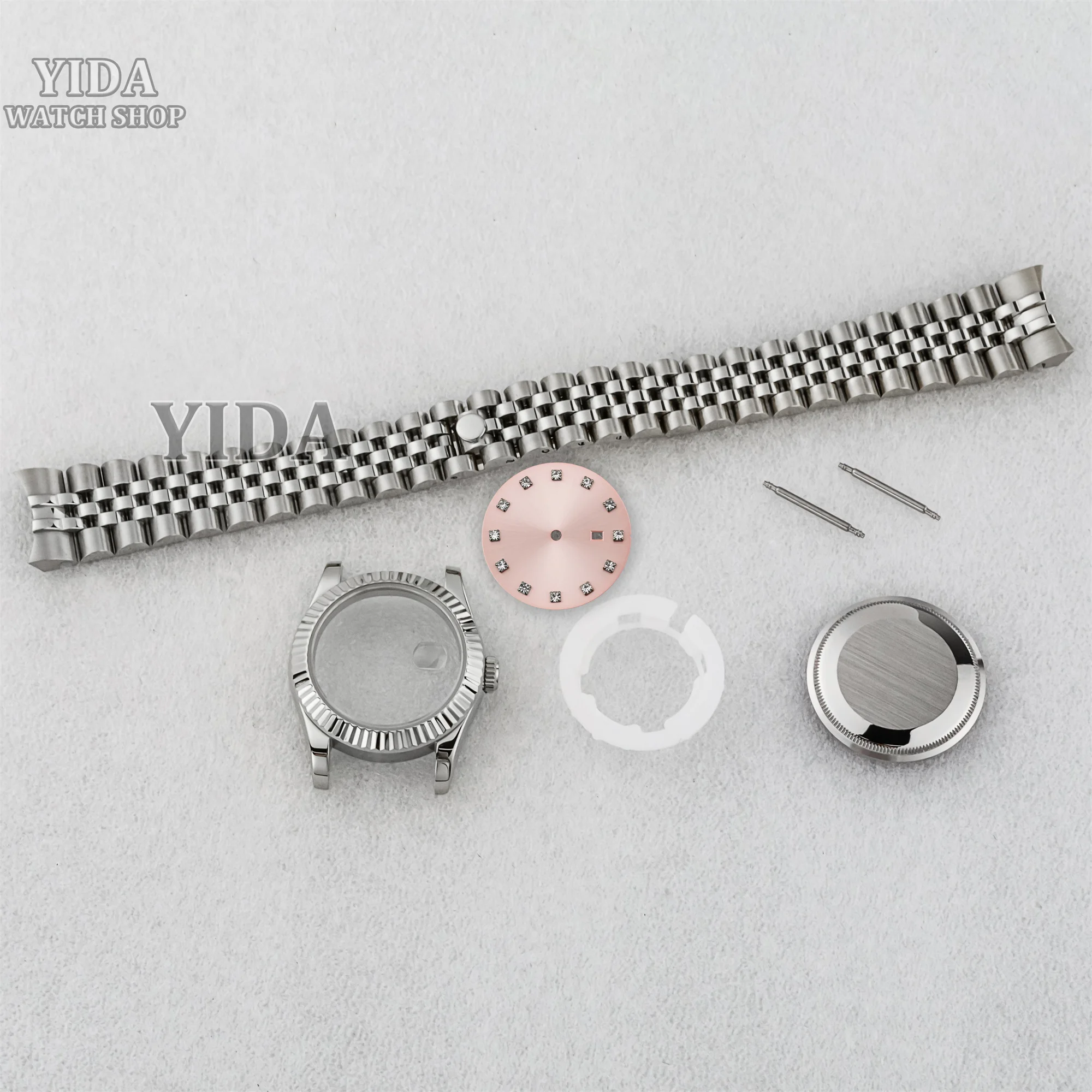 33MM Watch Case 25mm Diamond Dial Stainless Steel Band Sapphire Glass For DATEJUST NH05 NH06 Movement Modified Watch Accessories