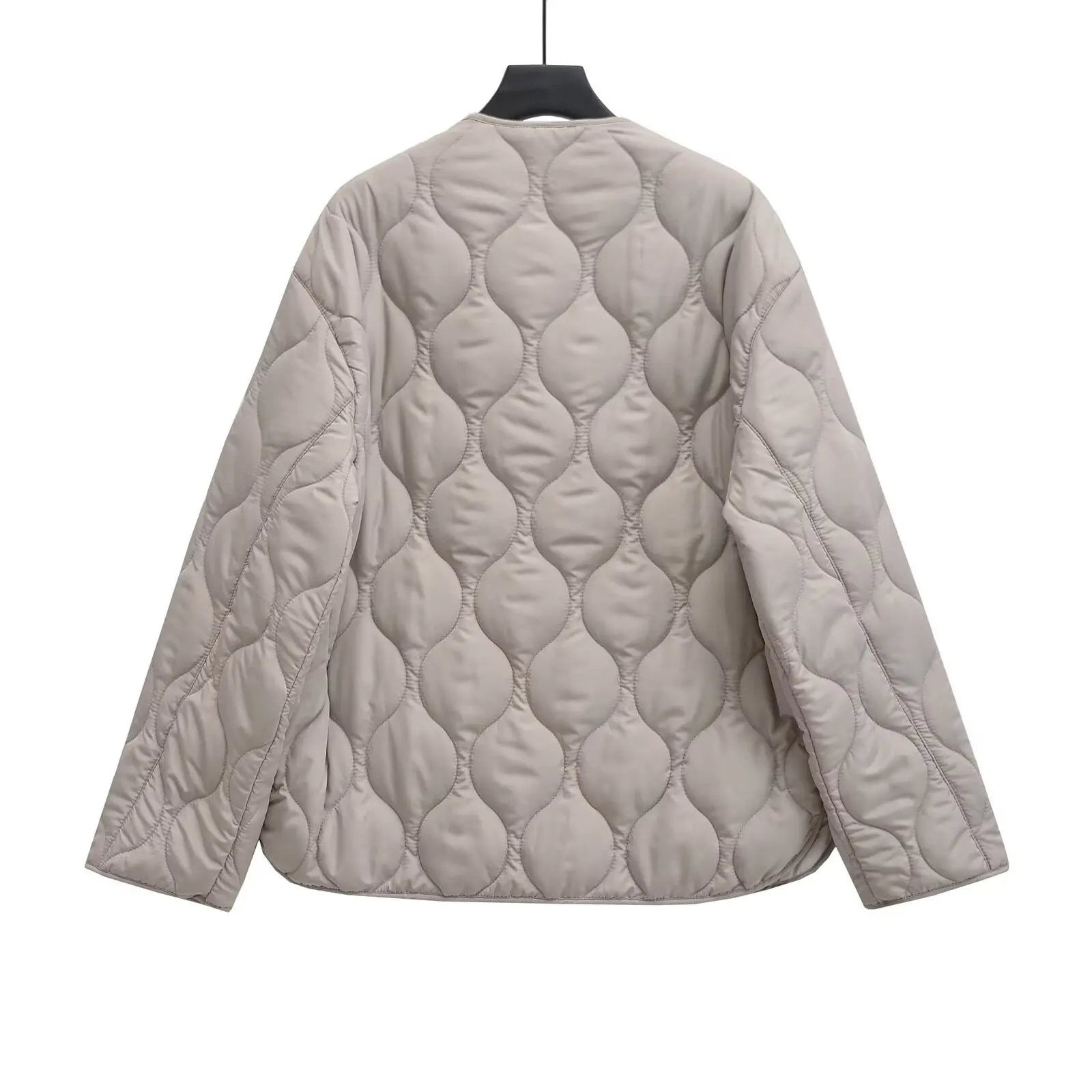 Chaqueta acolchada Retro para mujer, abrigo de manga larga con cuello redondo y cremallera, versátil, moda de otoño e invierno, 2024