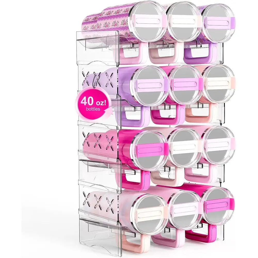 

Набор из 12 штук: Складной держатель для бутылок и стаканов объемом 40 унций, большой органайзер для хранения на кухне и в кладовой