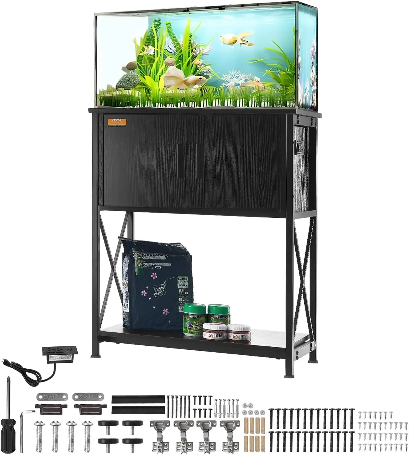 Aquarium Stand, 20 Gallon Fish Tank Stand, 25.6 x 16.5 x 31.9 in Steel and MDF Turtle Tank Stand, 167.6 lbs Load Capacity