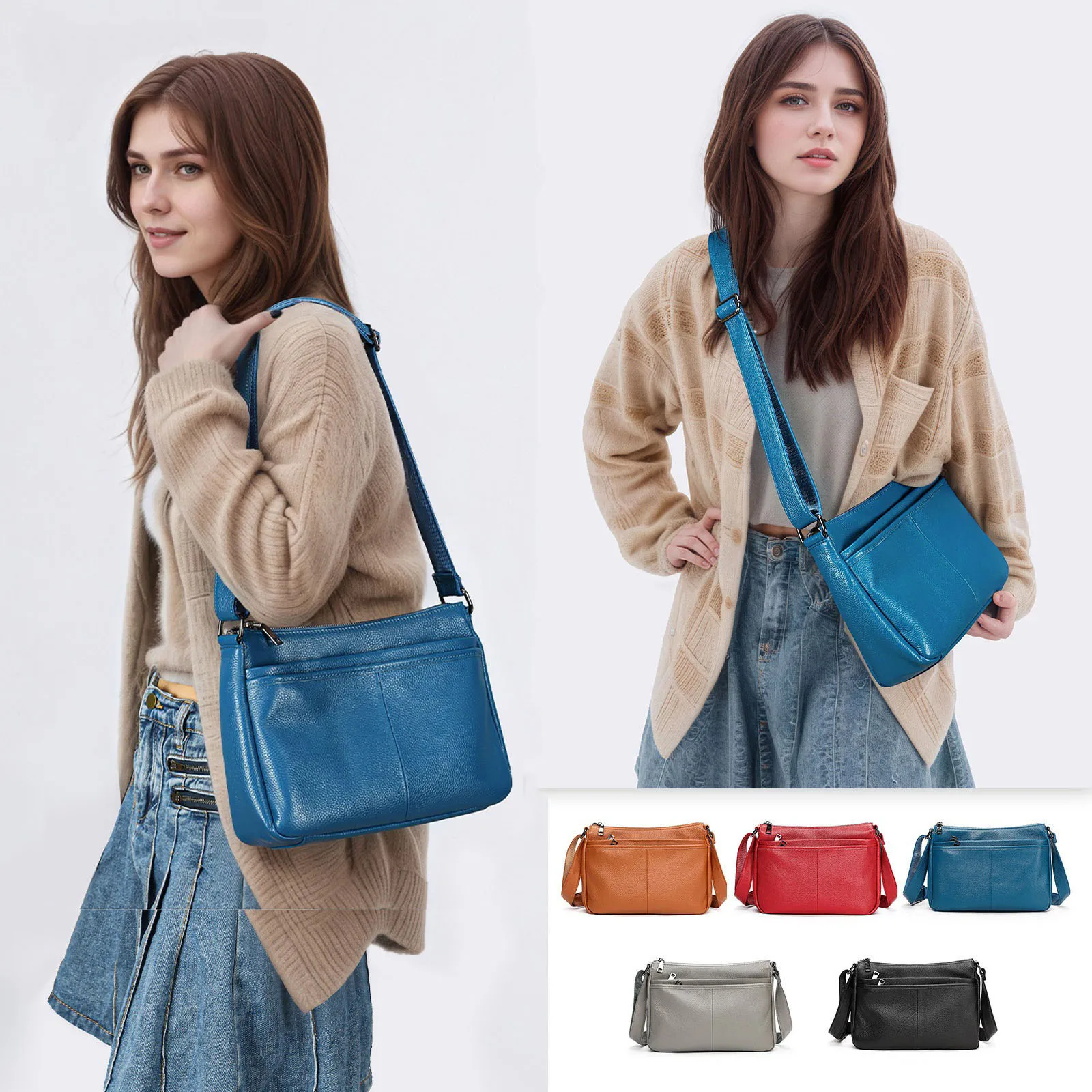 

First Layer Cowhide Women's Shoulder Bag Large Capacity Soft Genuine Leather Mother's crossbody bag female luxury handbag