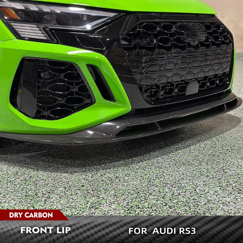 Dry Carbon Fiber Front Splitters Lip Chin Spoiler Car Front Bumper Lip Spoiler Splitters For Audi RS3 8Y Sedan 2022- 2023