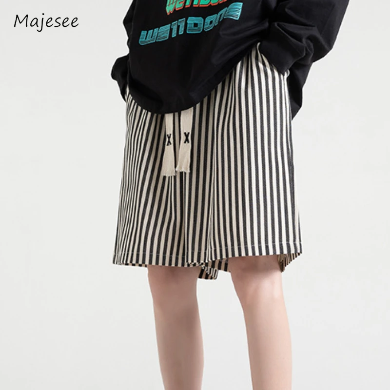 Shorts Men Sporty Striped Advanced Handsome Chic All-match Casual Loose Cozy Korean Style Drawstring Fashion Breathable Simple