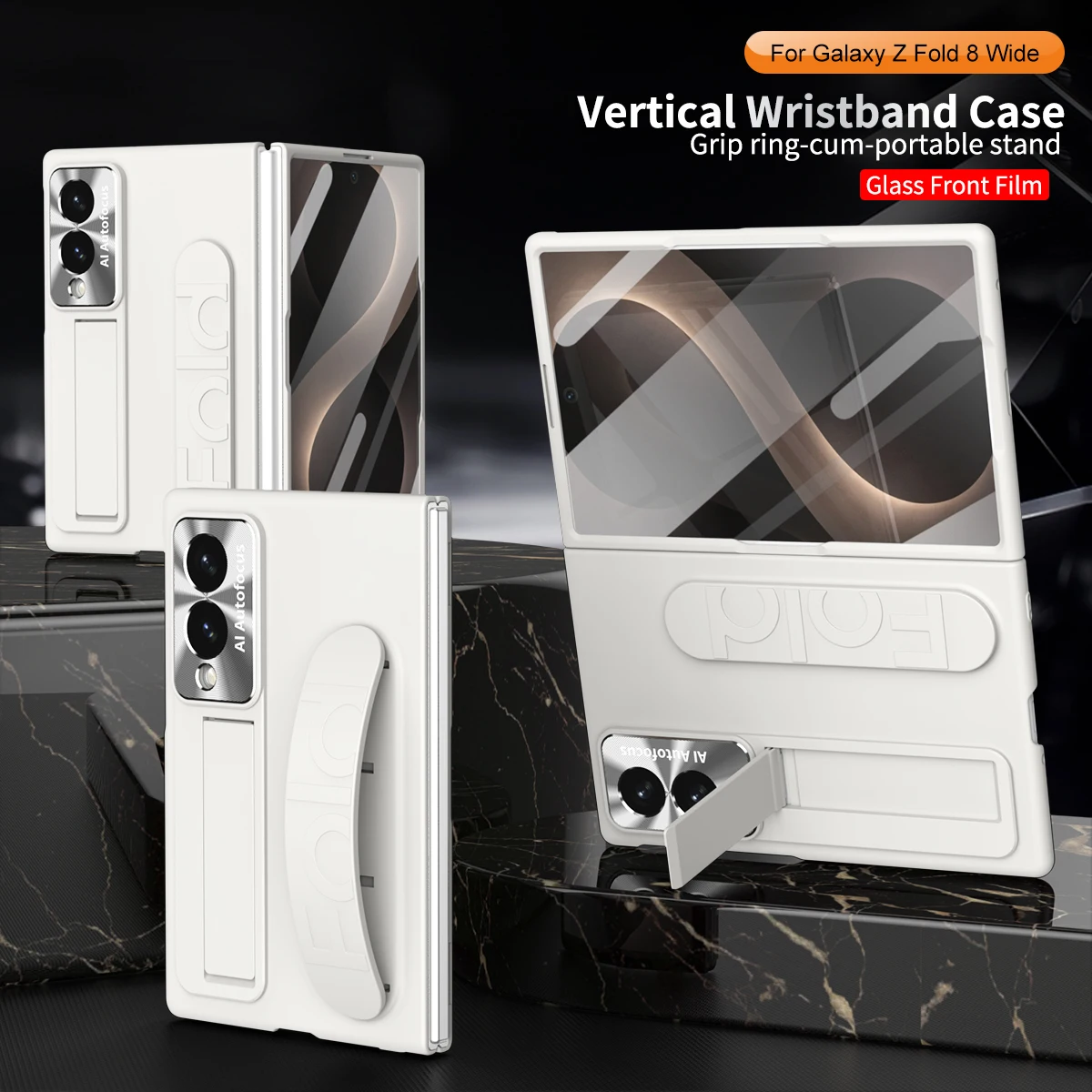 Luxury Wristband Folding Bracket Case For Samsung Galaxy Z Fold 8 Ultra Wide 7 6 5 4 Wrist Strap Stand Shockproof Cover