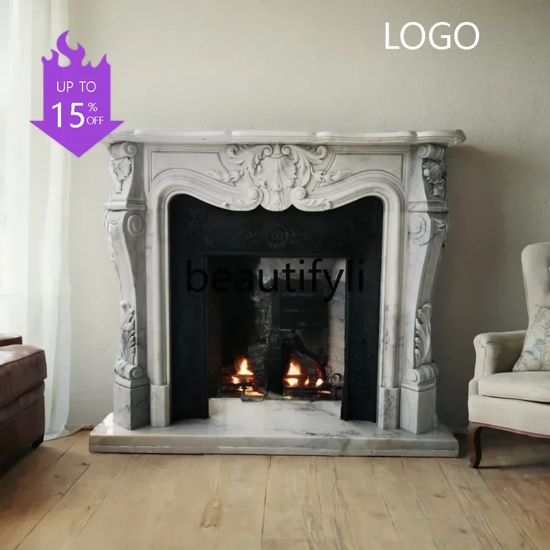 

New marble white marble stone French European decorative mantel Quyang carving6239