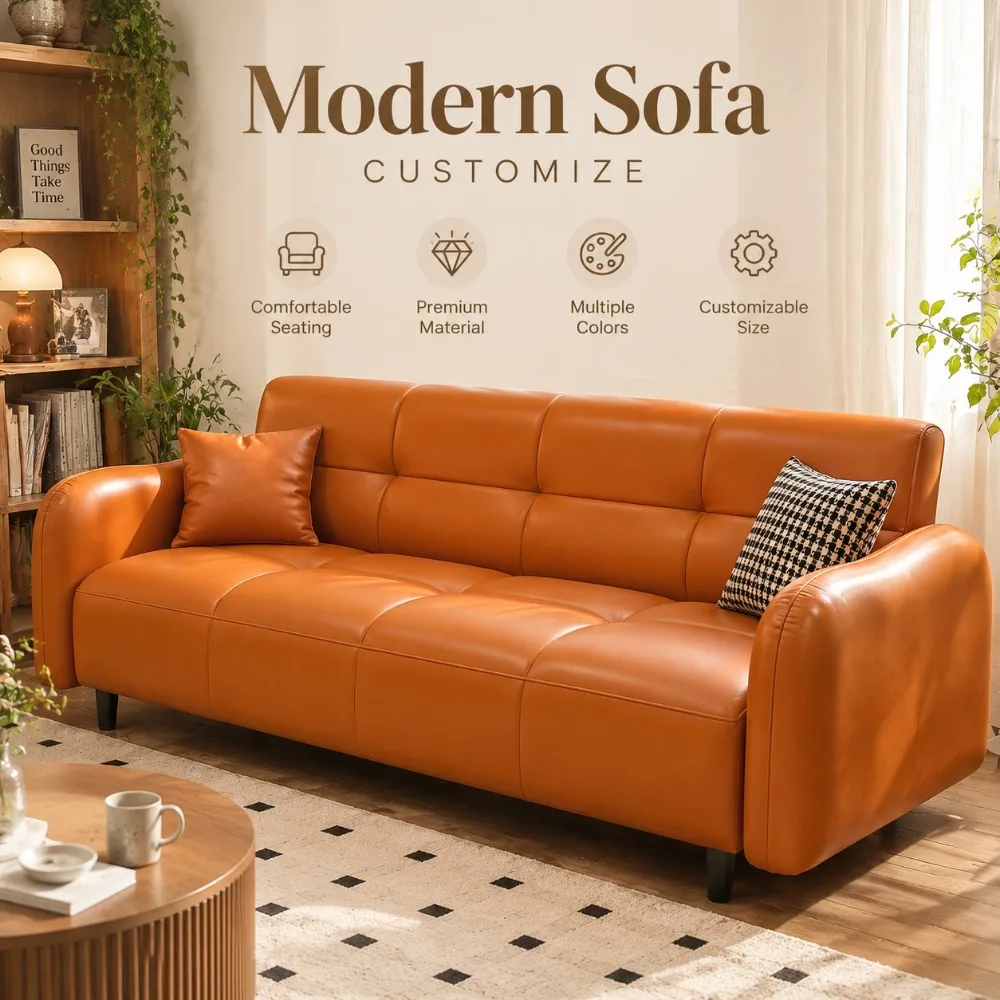 Cat‑Scratch‑Resistant Sofa Bed, Modern Minimalist Straight Folding Sofa with 3‑Position Backrest for Small Apartment Living Room